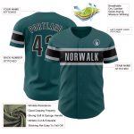 Custom Name and Number Baseball Jersey - Authentic Midnight Green Black-Gray Team Apparel Personalized Midnight Green Black-Gray