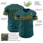 Personalized Authentic Baseball Jersey in Midnight Green and Black-Old Gold Personalized Midnight Green Black-Old Gold Authentic