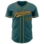 Custom Name and Number Midnight Green Black-Old Gold Baseball Jersey - Personalized Authentic Team Jersey Personalized Midnight