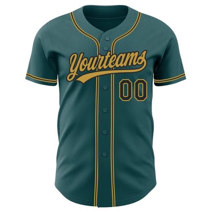 Custom Name and Number Midnight Green Black-Old Gold Baseball Jersey - Personalized Authentic Team Jersey Personalized Midnight