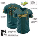 Custom Name and Number Midnight Green Black-Old Gold Baseball Jersey - Personalized Authentic Team Jersey Personalized Midnight