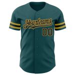 Personalized Authentic Baseball Jersey in Midnight Green and Black-Old Gold Personalized Midnight Green Black-Old Gold Authentic