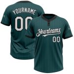Custom Name and Number Personalized Unisex Softball Jersey - Midnight Green Black Pinstripe Two-Button Design Personalized