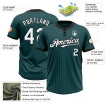 Custom Name and Number Personalized Unisex Softball Jersey - Midnight Green Black Pinstripe Two-Button Design Personalized