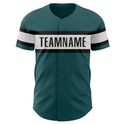 Personalized Midnight Green Black-White Baseball Jersey - Authentic Sports Apparel Personalized Midnight Green Black-White