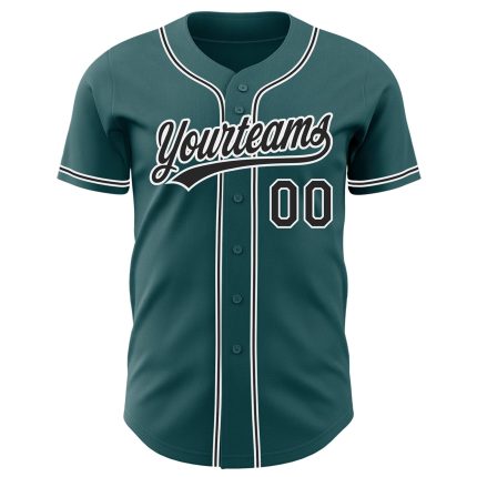 Custom Midnight Green Black and White Baseball Jersey with Personalized Name and Number - Authentic Design Personalized Midnight