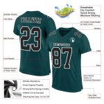 Personalized Midnight Green Authentic Football Jersey with Black-White Mesh Design Personalized Midnight Green Black-White