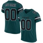 Custom Name and Number Authentic Football Jersey - Midnight Green & Black-White Mesh Personalized Midnight Green Black-White