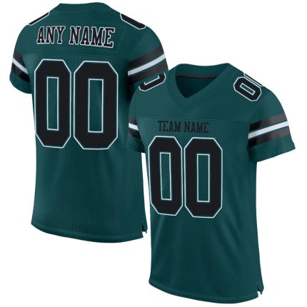 Custom Name and Number Authentic Football Jersey - Midnight Green & Black-White Mesh Personalized Midnight Green Black-White