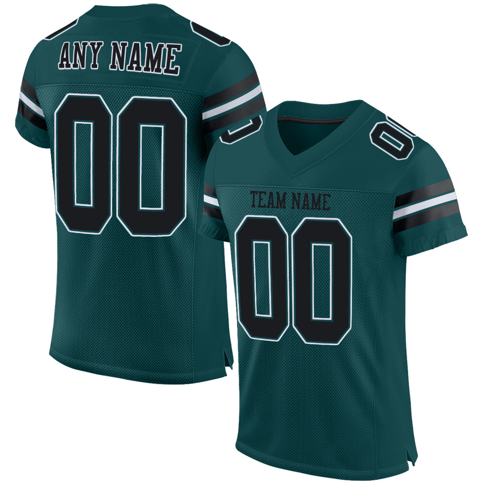 Custom Name and Number Authentic Football Jersey - Midnight Green & Black-White Mesh Personalized Midnight Green Black-White