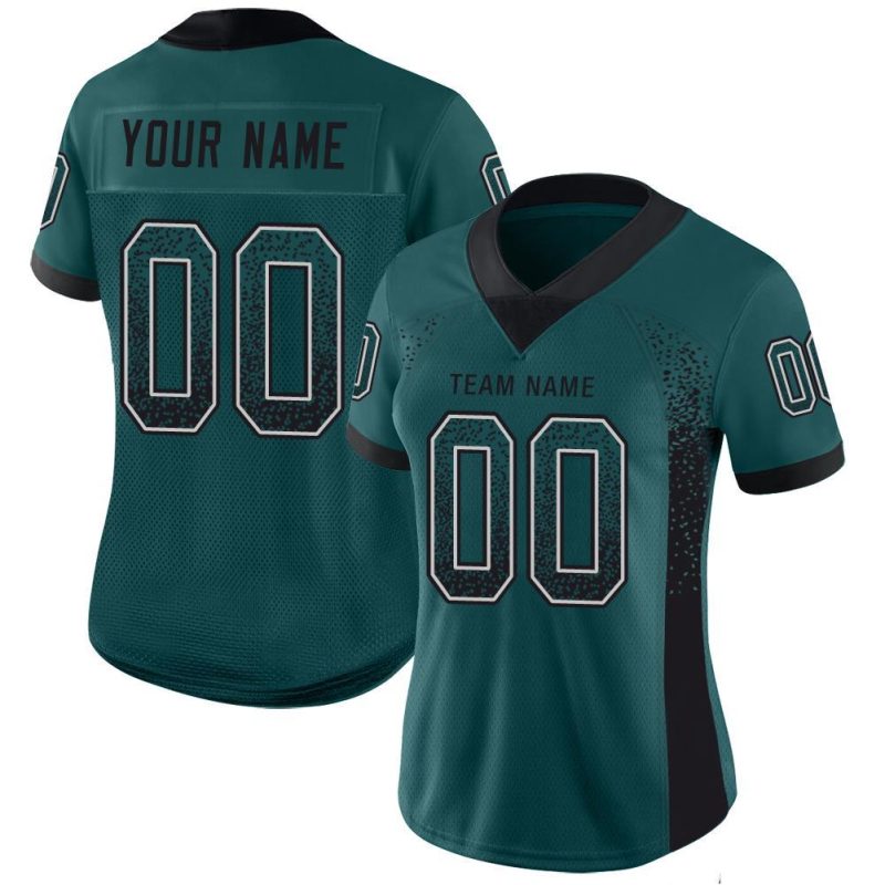Custom Name Number Mesh Drift Football Jersey Midnight Green Black White Team Personalized Midnight Green Black-White Mesh
