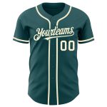 Custom Name & Number Personalized Baseball Jersey - Midnight Green Cream Authentic Team Jersey Personalized Midnight Green