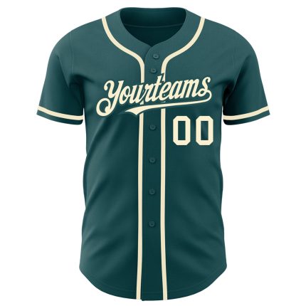 Custom Name & Number Personalized Baseball Jersey - Midnight Green Cream Authentic Team Jersey Personalized Midnight Green