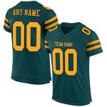 Custom Midnight Green Gold-Black Mesh Authentic Football Jersey with Personalized Name and Number Personalized Midnight Green