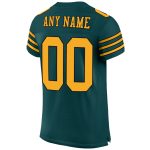 Personalized Midnight Green Football Jersey with Gold-Black Mesh Authentic Design Personalized Midnight Green Gold-Black