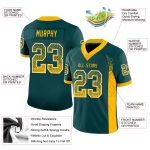 Custom Name and Number Drift Fashion Football Jersey - Personalized Midnight Green Gold-White Mesh Team Gear Personalized