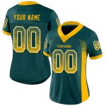 Custom Name and Number Drift Fashion Football Jersey - Personalized Midnight Green Gold-White Mesh Team Gear Personalized
