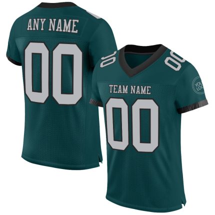 Custom Name Number Authentic Football Jersey in Midnight Green Gray Black Mesh Personalized Midnight Green Gray-Black Mesh