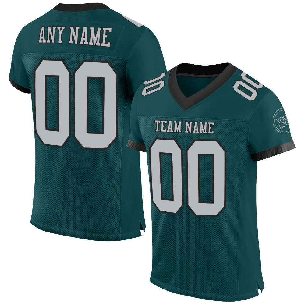 Custom Name Number Authentic Football Jersey in Midnight Green Gray Black Mesh Personalized Midnight Green Gray-Black Mesh