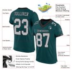 Custom Name Number Authentic Football Jersey in Midnight Green Gray Black Mesh Personalized Midnight Green Gray-Black Mesh