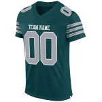 Custom Personalized Midnight Green and Gray White Football Jersey with Name and Number - Authentic Team Jersey Personalized