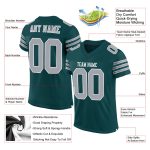 Custom Personalized Midnight Green and Gray White Football Jersey with Name and Number - Authentic Team Jersey Personalized