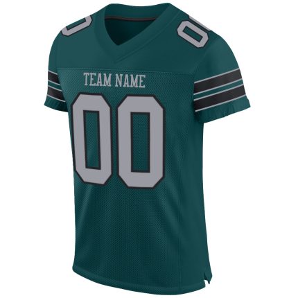Custom Midnight Green Light Gray Black Mesh Football Jersey with Personalized Name and Number - Authentic Team Gear Personalized