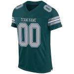 Custom Midnight Green Light Gray White Mesh Football Jersey - Personalized Team Name & Number Personalized Midnight Green