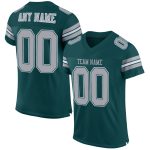 Custom Midnight Green Light Gray White Mesh Football Jersey - Personalized Team Name & Number Personalized Midnight Green