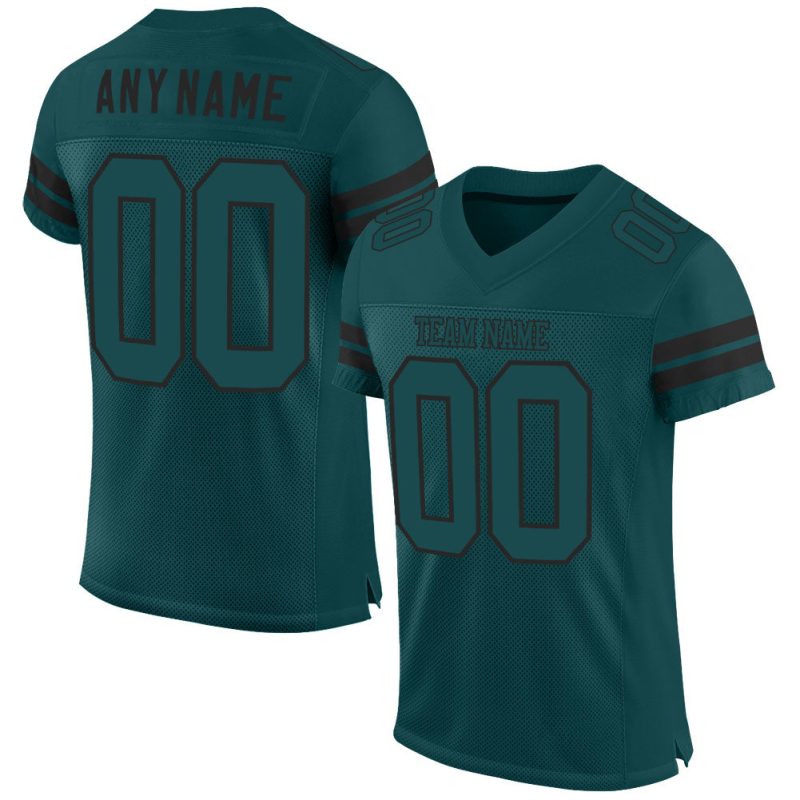 Custom Midnight Green Football Jersey with Personal Name and Number - Authentic Mesh Team Apparel Personalized Midnight Green