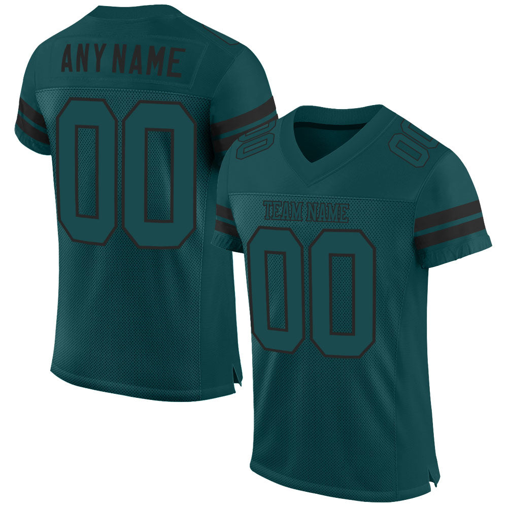 Custom Midnight Green Football Jersey with Personal Name and Number - Authentic Mesh Team Apparel Personalized Midnight Green