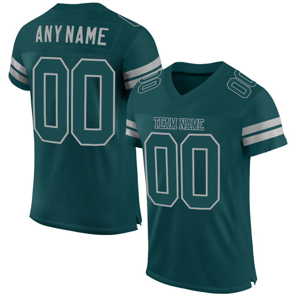 Custom Midnight Green Football Jersey with Personalized Name & Number - Authentic Mesh Team Gear Personalized Midnight Green