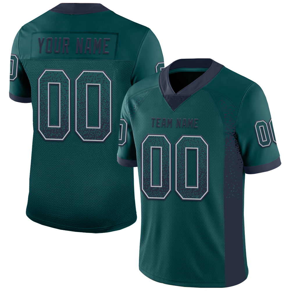 Personalized Custom Name Number Mesh Football Jersey Midnight Green Navy Gray Drift Personalized Midnight Green Navy-Gray