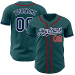 Custom Name Number Authentic Baseball Jersey Midnight Green Navy-Red Personalized Midnight Green Navy-Red Authentic Baseball