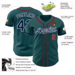 Custom Name Number Authentic Baseball Jersey Midnight Green Navy-Red Personalized Midnight Green Navy-Red Authentic Baseball