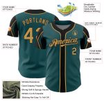 Custom Baseball Jersey - Personalized Midnight Green and Old Gold - Team Name & Number - Authentic 3 Color Arm Shapes Personalized