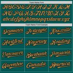 Custom Baseball Jersey - Personalized Midnight Green and Old Gold - Team Name & Number - Authentic 3 Color Arm Shapes Personalized