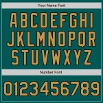 Custom Baseball Jersey - Personalized Midnight Green and Old Gold - Team Name & Number - Authentic 3 Color Arm Shapes Personalized
