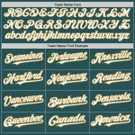 Personalized Custom Name and Number Softball Jersey - Unisex Two-Button Midnight Green Old Gold Pinstripe Personalized Midnight