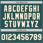Personalized Custom Name and Number Softball Jersey - Unisex Two-Button Midnight Green Old Gold Pinstripe Personalized Midnight