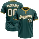 Personalized Custom Name and Number Softball Jersey - Unisex Two-Button Midnight Green Old Gold Pinstripe Personalized Midnight