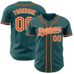Custom Midnight Green Orange-White Baseball Jersey with Personalized Name and Number - Authentic Team Apparel Personalized