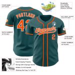 Custom Midnight Green Orange-White Baseball Jersey with Personalized Name and Number - Authentic Team Apparel Personalized