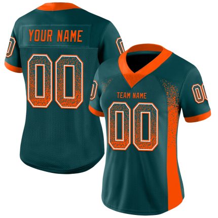 Personalized Custom Name Number Orange-White Mesh Drift Fashion Football Jersey - Midnight Green Team Jersey Personalized