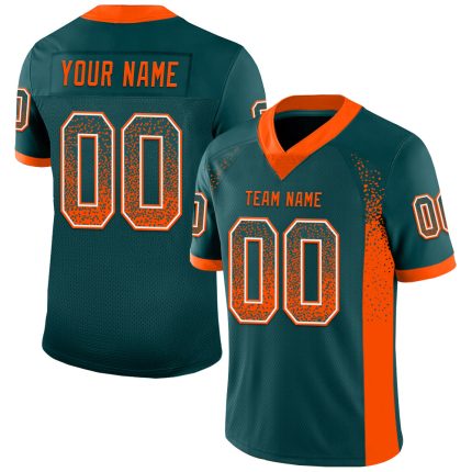 Personalized Custom Name Number Orange-White Mesh Drift Fashion Football Jersey - Midnight Green Team Jersey Personalized