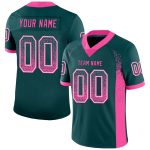Custom Midnight Green and Pink-White Drift Fashion Football Jersey, Personalized Name and Number Personalized Midnight Green