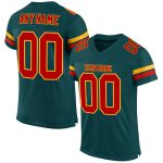 Custom Name and Number Midnight Green Red-Gold Football Jersey - Personalized Authentic Team Jersey Personalized Midnight