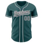 Custom Name and Number Personalized Baseball Jersey in Midnight Green Steel Gray-White Authentic Design Personalized Midnight