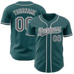 Custom Name and Number Personalized Baseball Jersey in Midnight Green Steel Gray-White Authentic Design Personalized Midnight