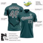Midnight Green Performance Golf Polo Shirt with Custom Name and Number - Steel Gray-White Team Shirt Personalized Midnight